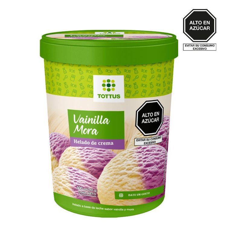 Helado Vainilla Mora Tottus Pote 500 mL