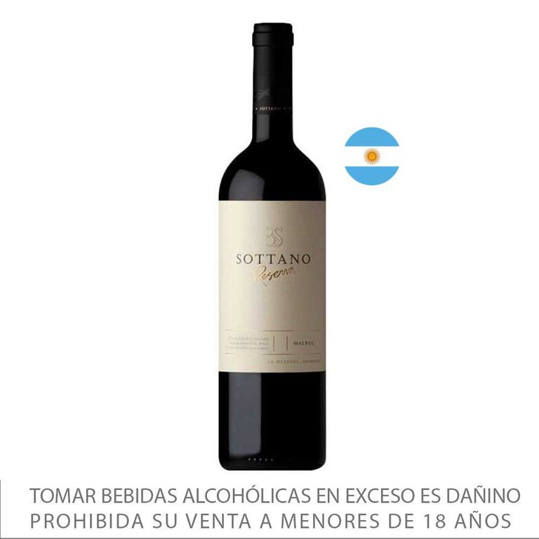 Vino Tinto Sottano Reserva Malbec Botella 750 mL