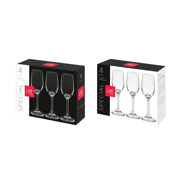 Juego de Copas Champagne Vidrio Brunello Live