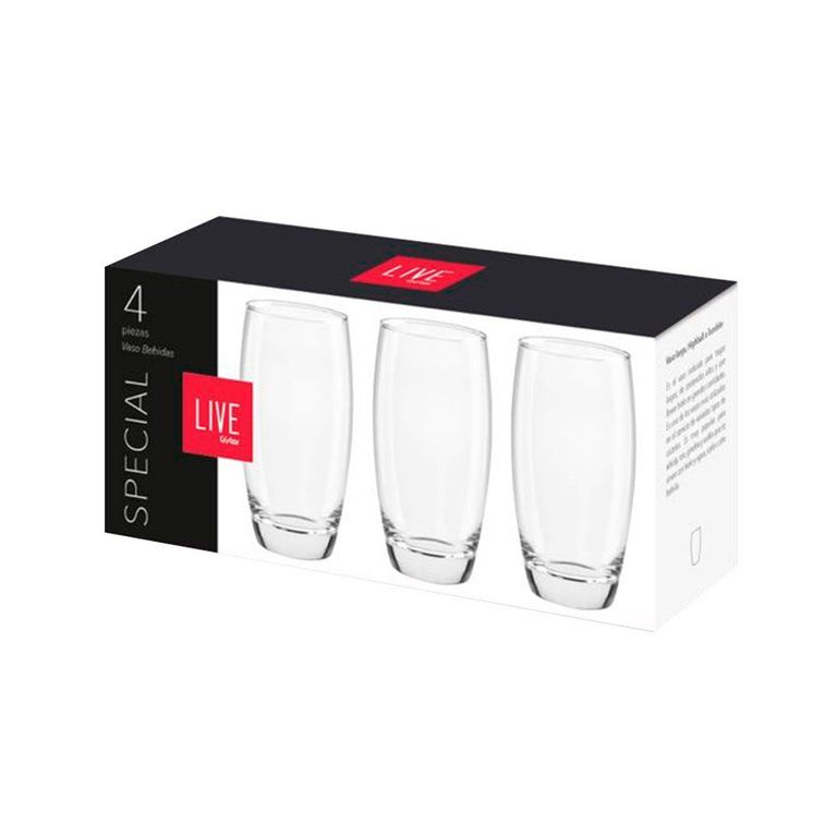 Juego de Vasos Vidrio Dubai Bebidas Live 4 Pzas