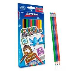 ARTESCO - Colores Triang Borrables X12Un+Sacapunta