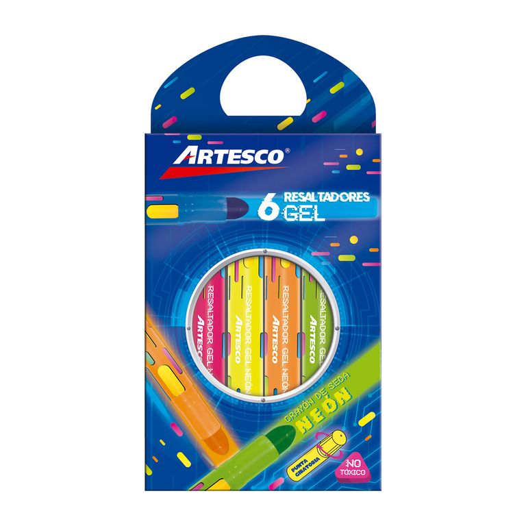 Crayones Artesco Seda Neón Caja 6 Und