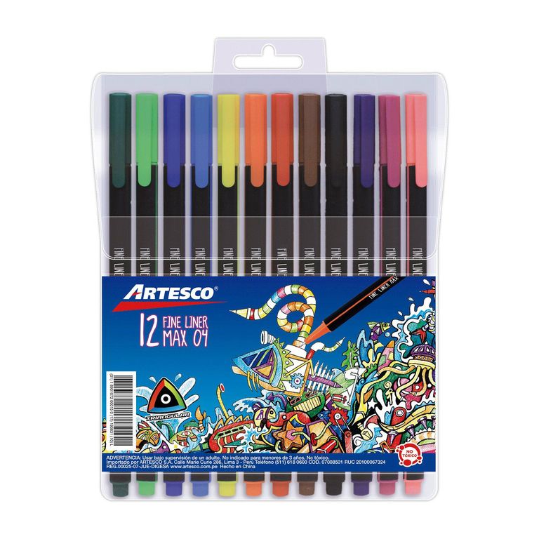 Lapiceros Artesco Fine Liner Triangular Estuche 12 Und