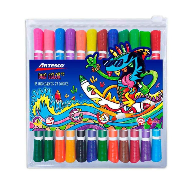 Plumones Artesco Dúo Color 45 Estuche 24 Und