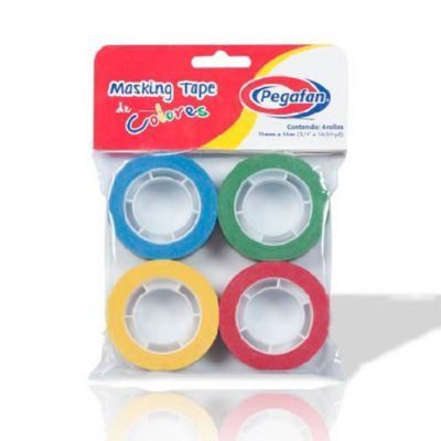 Cinta Pegafan Masking Tape De Colores 19mm x 10m Empaque 4 Und