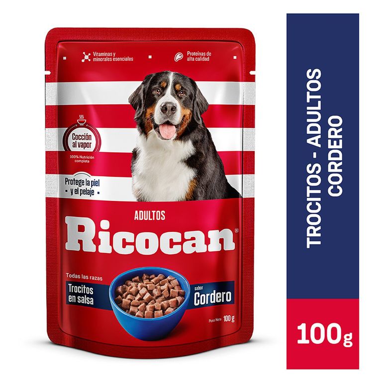 Alimento Húmedo Perros Adultos Ricocan Trozos de Cordero Doypack 100 g
