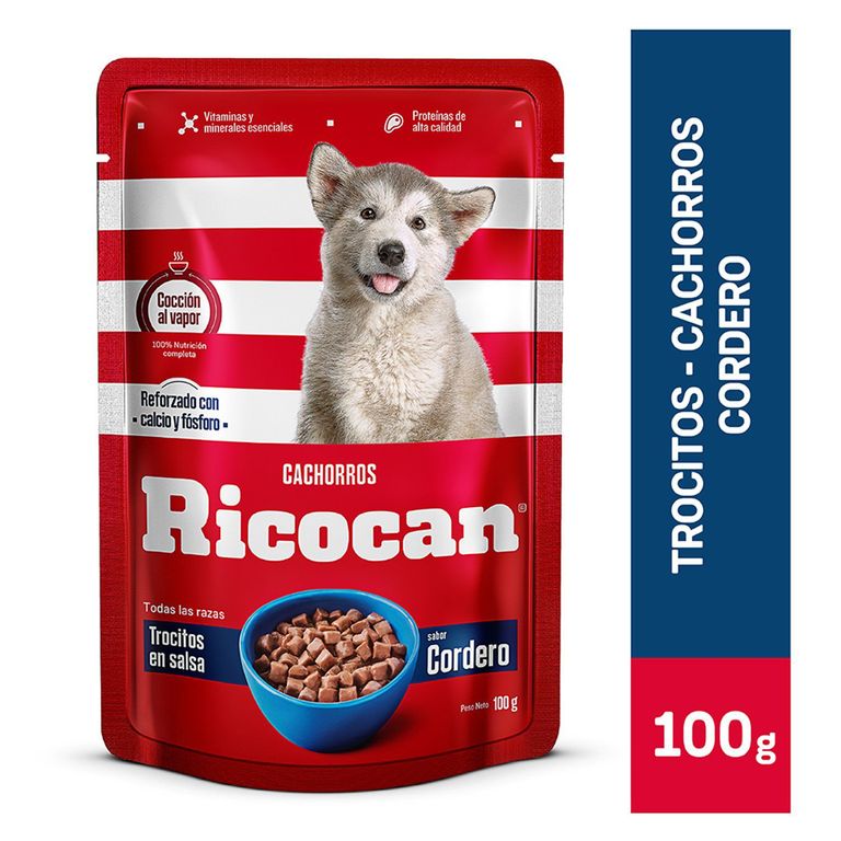Alimento Húmedo Cachorros Ricocan Trozos de Cordero Doypack 100 g