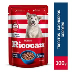 RICOCAN - Trocitos en Salsa con Cordero Ricocan para Perros Cachorros 100 g