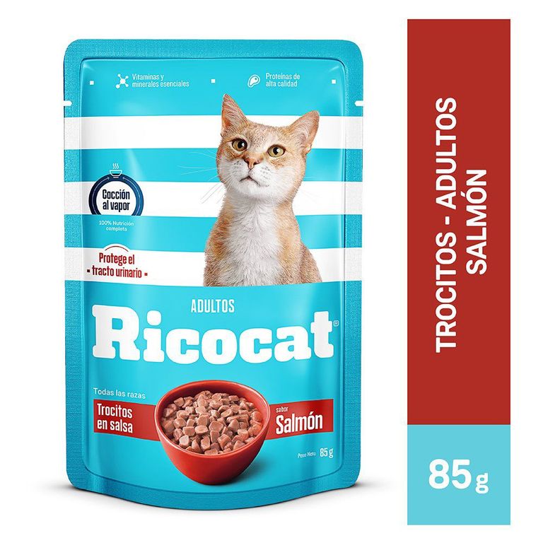 Alimento Húmedo Gatos Adultos Ricocat Salmón Doypack 85 g