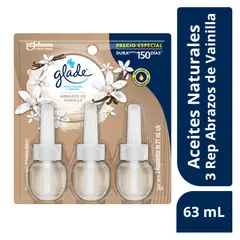 GLADE - Repuesto Aceite Perfumado Glade Abrazos Vainilla Empaque 3 Und