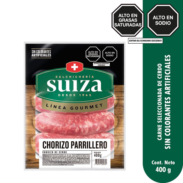 Chorizo Parrillero Fresco Suiza Empaque 400 g