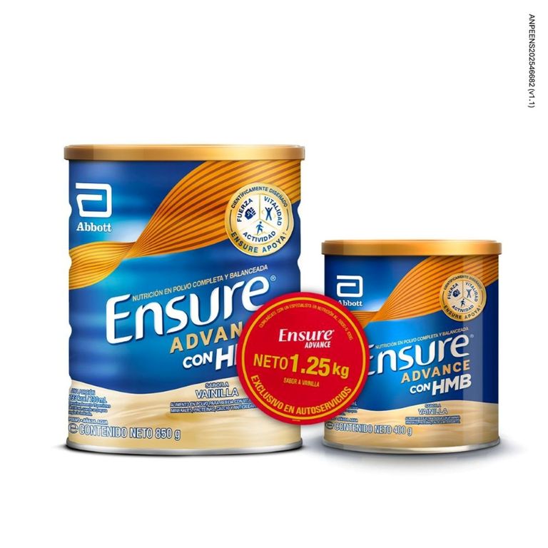 Alimento en Polvo Ensure Vainilla Pack 2 Latas 850 g + 400 g