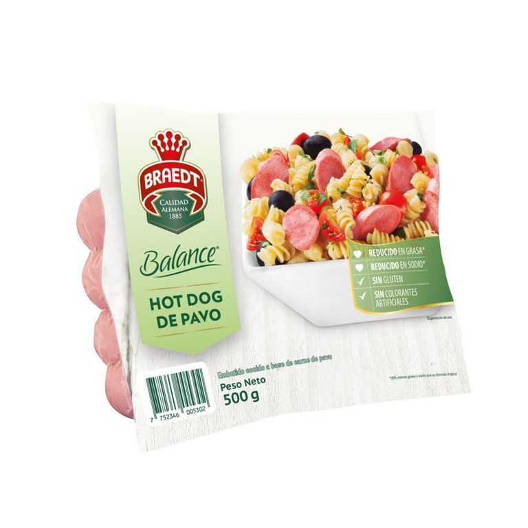 Hot Dog de Pavo Braedt Balance Empaque 500 g