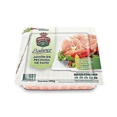 Jamón de Pechuga de Pavo Braedt Balance Empaque 200 g