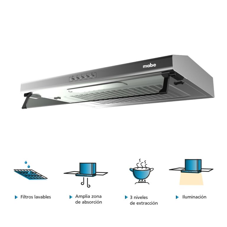 Campana Extractora 60cm Acero Inoxidable Mabe CMU6020PI0