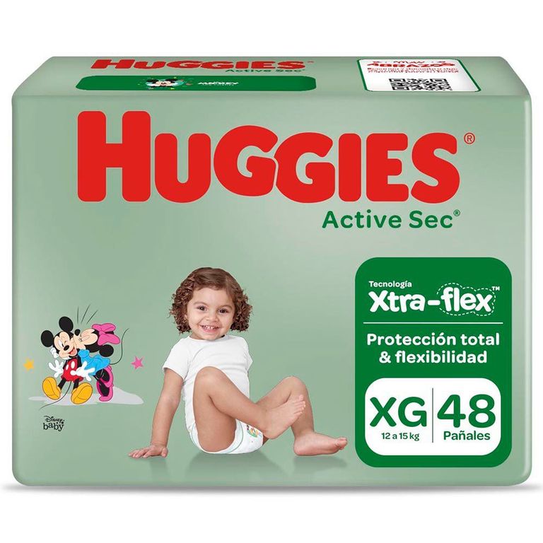 Pañales Huggies Active Sec Talla XG Empaque 48 Und