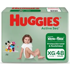 HUGGIES - Pañales Huggies Active Sec Talla XG Empaque 48 Und