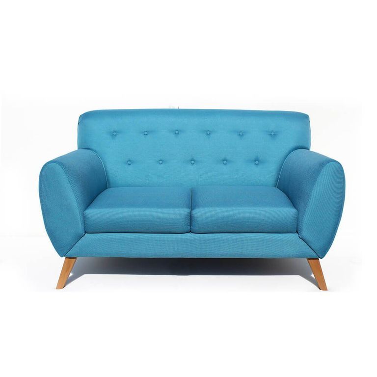 Sofa Love Seat 2 Cps Tapiz Chenille Turq