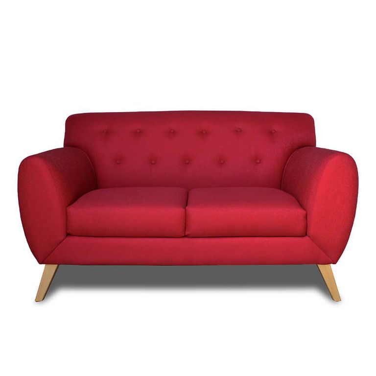 Sofa Love Seat 2 Cps Tapiz Chenille Rojo