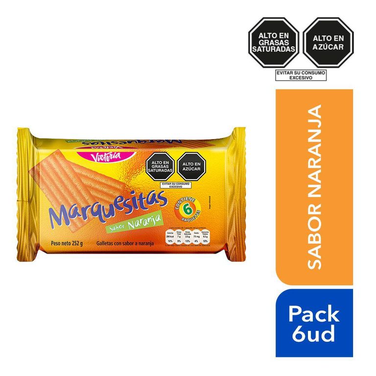 Galletas Marquesitas Naranja Sixpack 252 g