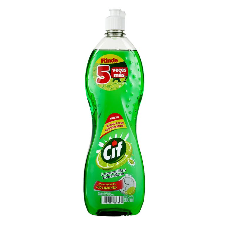 Lavavajilla Líquido Concentrado Cif Limón Botella 900 mL