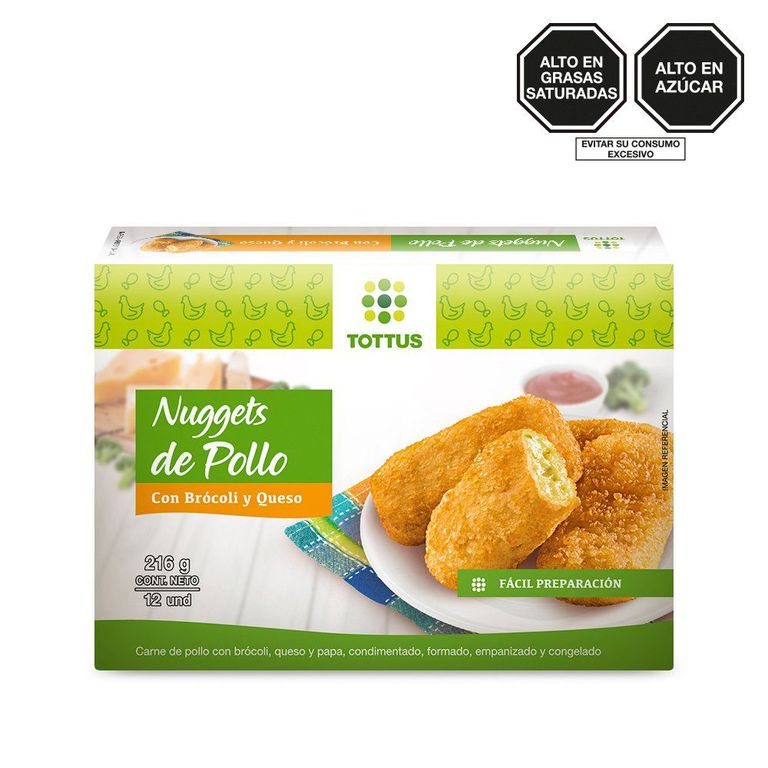 Nuggets de Pollo con Brocoli y Queso Tottus Caja 12 Und
