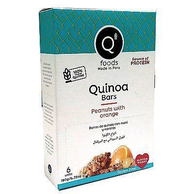 Barra Quinua QFoods Maní y Naranja Caja 180 g