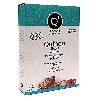 Barra de Quinua QFoods Maní y Pasas Caja 180 g