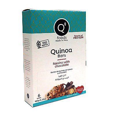 Barra de Quinua QFoods con Pasas y Chocolate Caja 180 g