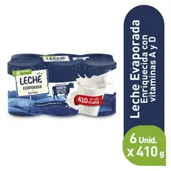 TOTTUS - Leche Evaporada Tottus Sixpack Lata 410 g
