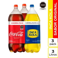COCA COLA - Gaseosas 2 Coca Cola 3 L + 1 Inca Kola 3 L
