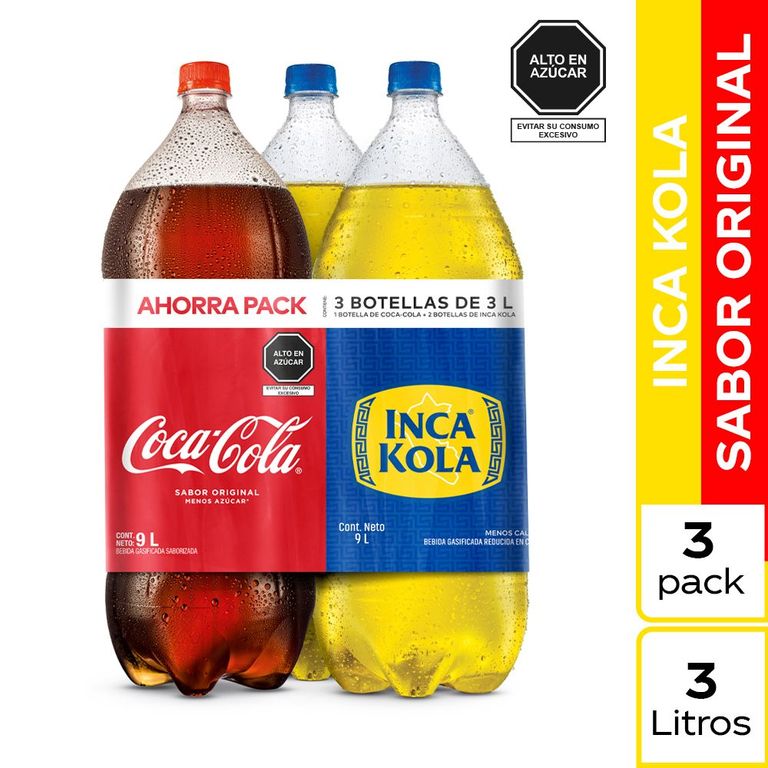 Gaseosa Coca Kola 3 L + 2 IncaKola 3 L