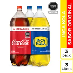 INCA KOLA - Tripack Gaseosa Coca Cola + 2 3 L