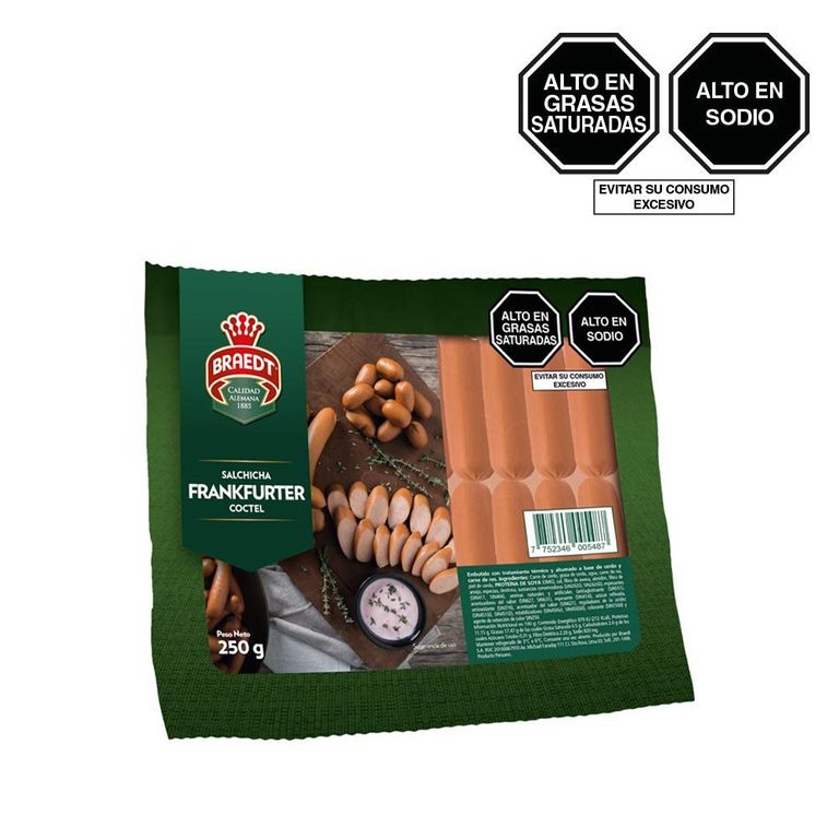 Salchicha Frankfurter Cocktail Braedt Empaque 250 g