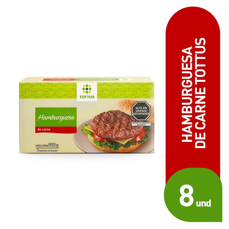Hamburguesa de Carne Tottus Caja 8 Und