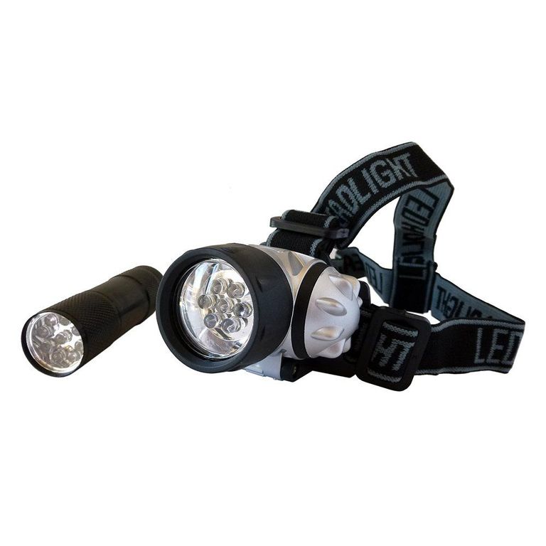 Linterna 9Led  + Linterna Cabeza 7 Led