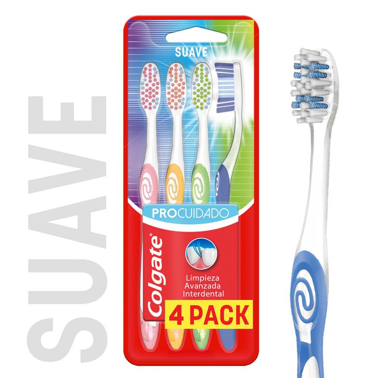 Cepillo Dental Colgate Adulto Pro Cuidado Suave Empaque 4 Und
