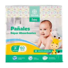 TOTTUS - Pañales Súper Absorbentes Talla P Empaque 60 Und