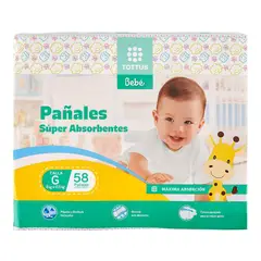 TOTTUS - Pañales Súper Absorbentes Talla G Empaque 58 Und