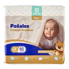 TOTTUS - Pañales Cuidado Premoium Talla M Empaque 60 Und