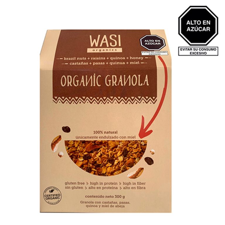 Granola Orgánica Wasi Organics con Miel Caja 300 g