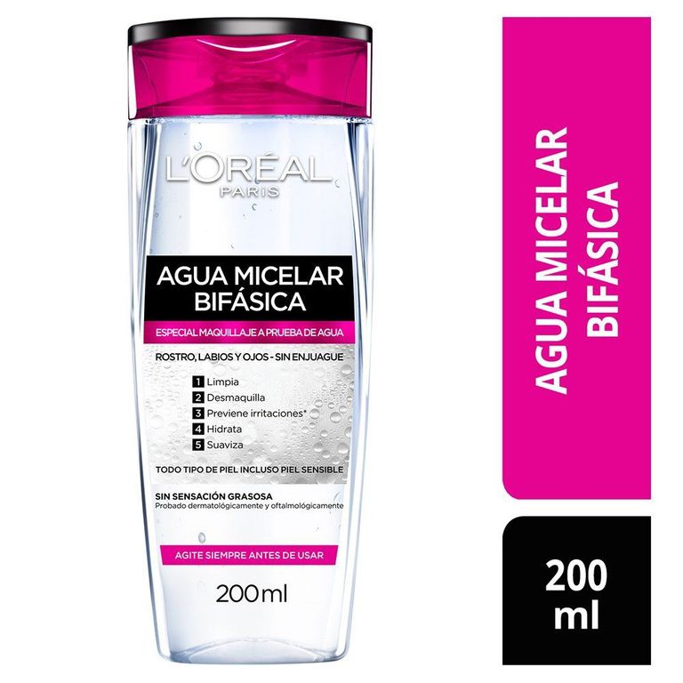 Agua Micelar Bifásica Loreal Todo Tipo de Piel Envase 200 mL