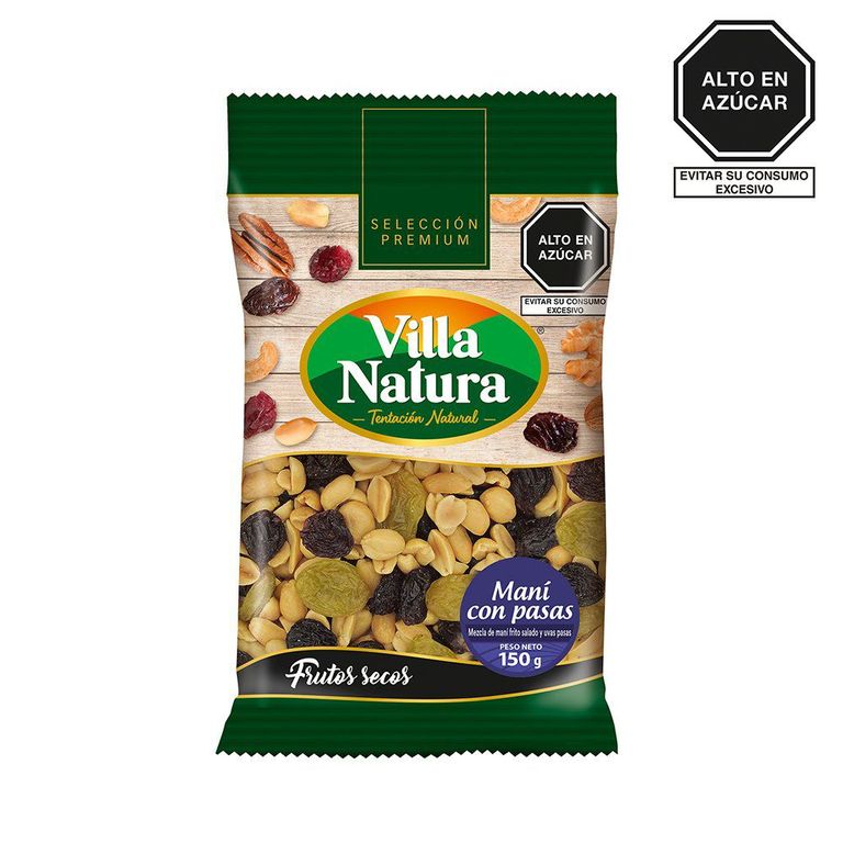 Maní con Pasas Villa Natura Bolsa 150 g