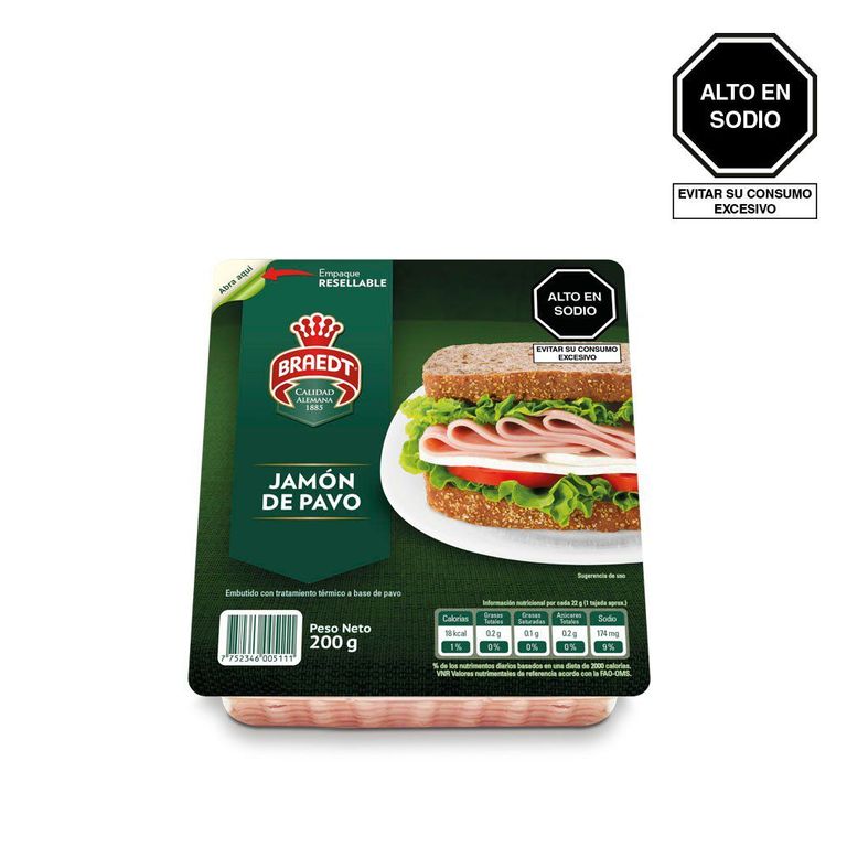 Jamón de Pavo Braedt Empaque 200 g