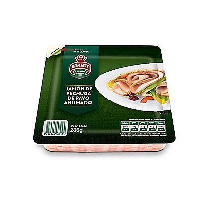 Jamón de Pechuga de Pavo Ahumado Braedt Empaque 200 g