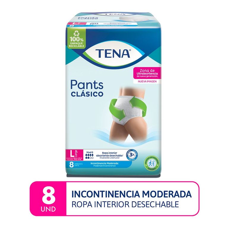 Pañal para Adulto Tena Pants Clásico Talla L Empaque 8 Und