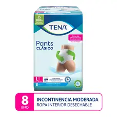 TENA - Ropa Interior Desechable Clásica Moderada Talla L Empaque 8 Und