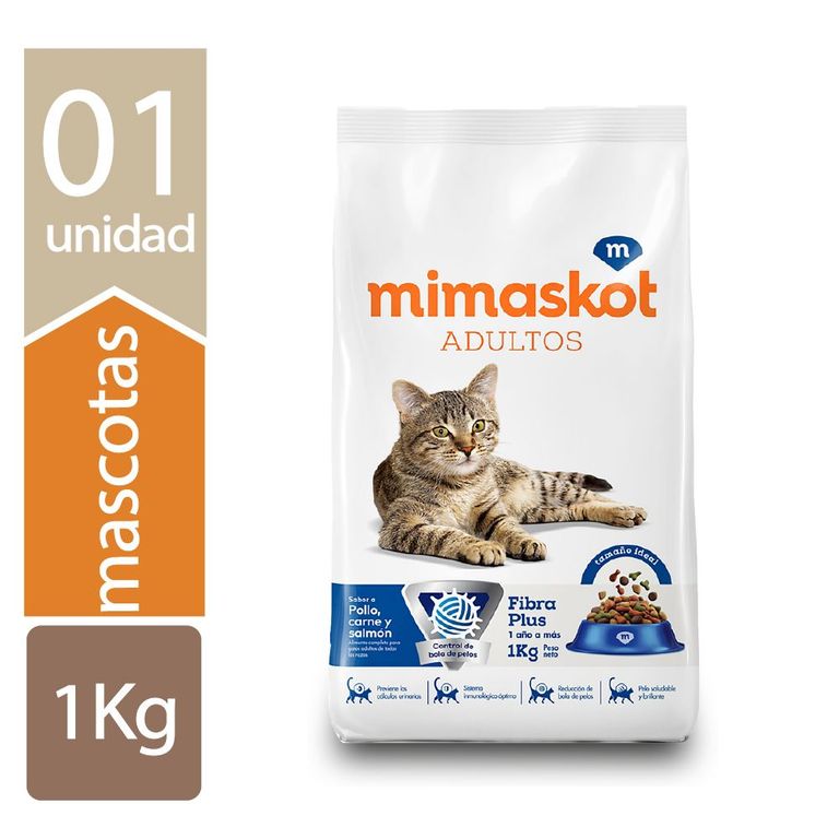 Alimento Seco Gatos Adultos Mimaskot Pollo Carne Salmón Bolsa 1 Kg