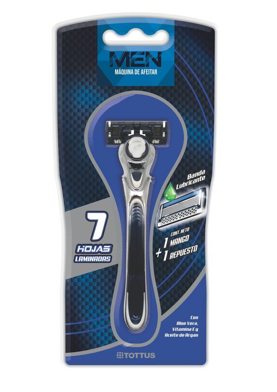 Máquina de Afeitar Hombre 7 Hojas Tottus + 1 Repuesto