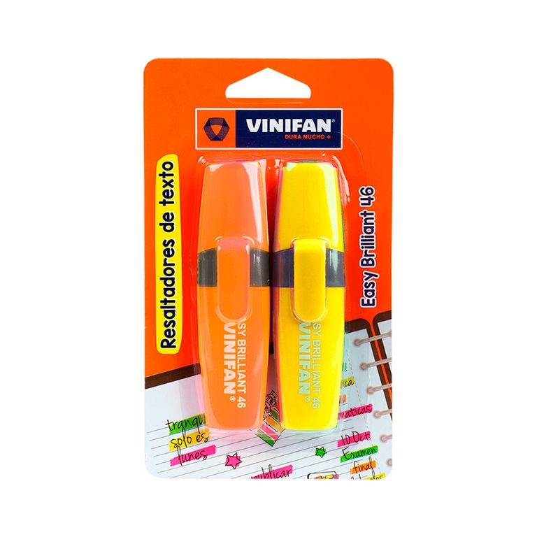 Resaltadores Vinifan Easy Brilliant 46 Naranja Y Amarillo Empaque 2 Und